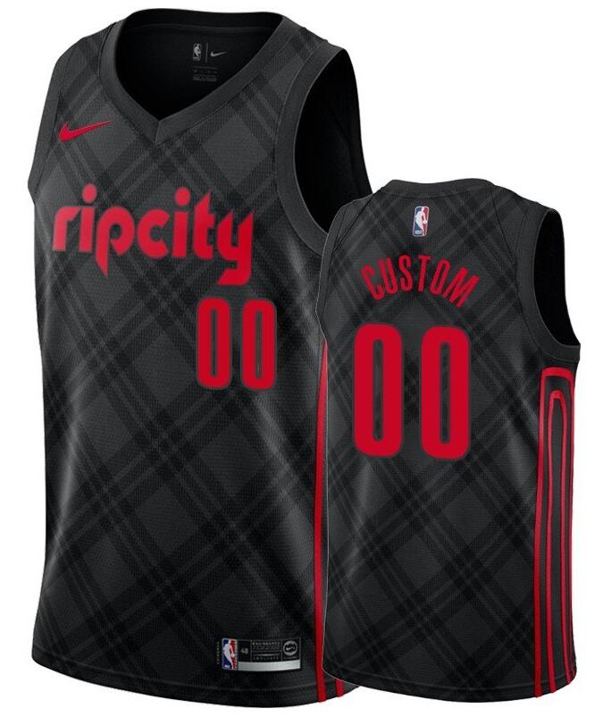 Men Portland Trail Blazers ripcity Custom Name Number Jersey City Black NBA Jerseys->customized soccer jersey->Custom Jersey